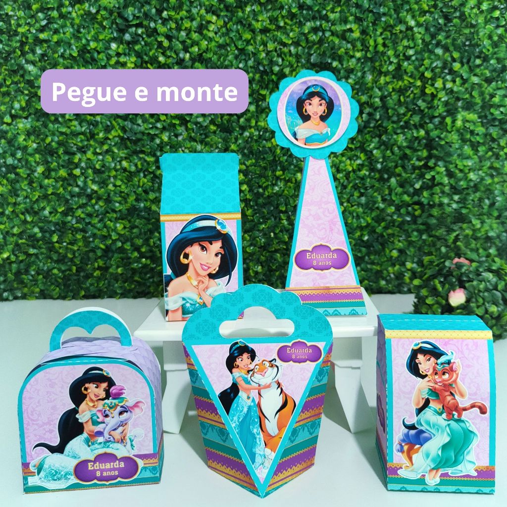 Personalizados Princesa Jasmine | Lembrancinha Aniversário / Caixinhas / PEGUE E MONTE