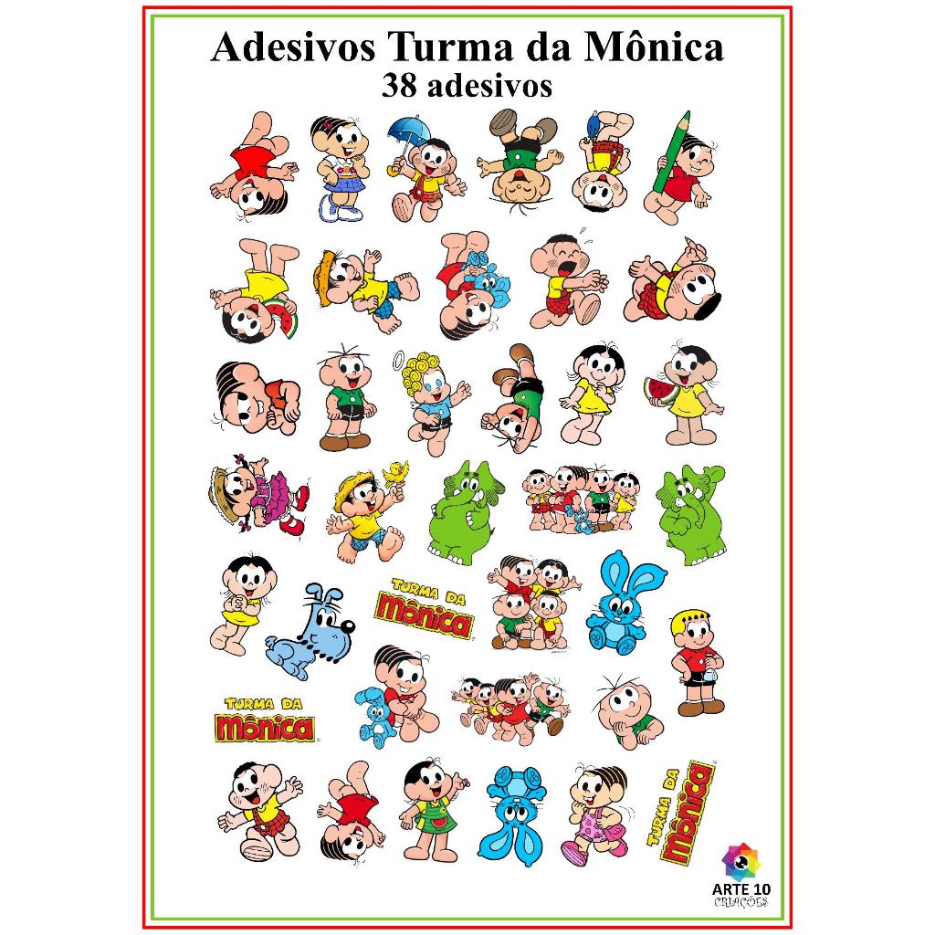 ADESIVOS TURMA DA MÔNICA - AUTO COLANTE - CARTELA em Oferta na Shopee