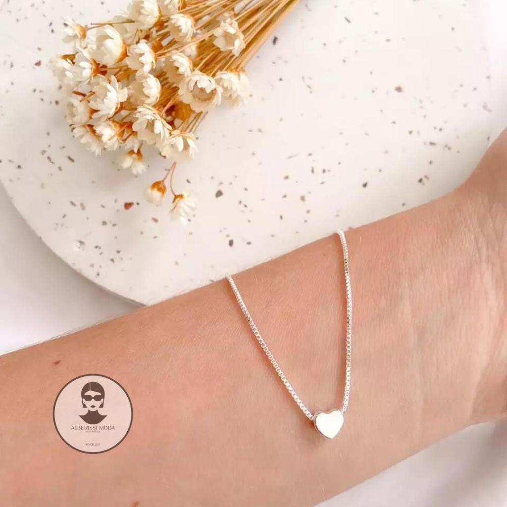 Colar Mini Coração Folheado a prata925 e ouro 18k em Oferta na Shopee