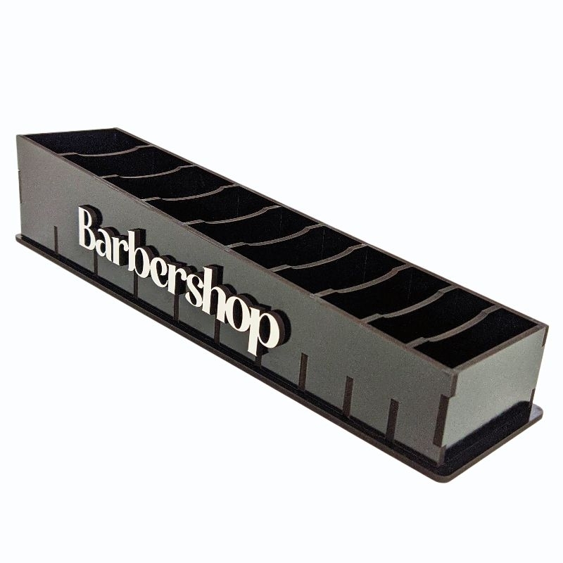 Porta Pentes de Máquina – Barbershop Black Silver Premium em Oferta na Shopee