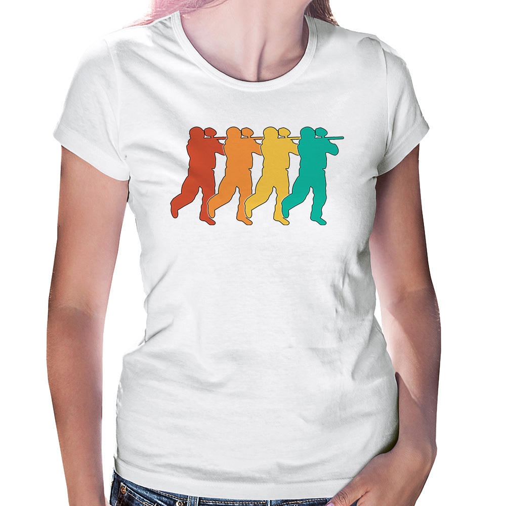 Baby Look Paintball Paint Gun Retro Camisa Feminina