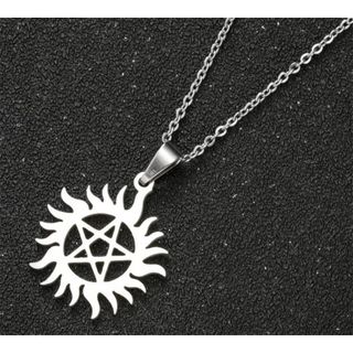 Colar Anti-Possessão Pentagrama em Aço Inoxidável Pingente Símbolo Supernatural Sobrenatural Dark Artesanal