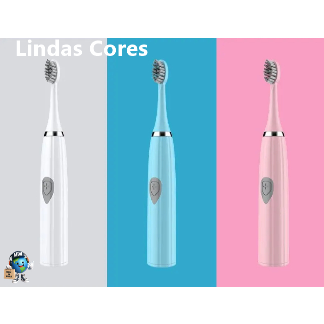 Escova de Dentes Elétrica(Pilha AA)Adulto e Infantil, Com 3 Cabeças de Cerdas Macias para Troca.