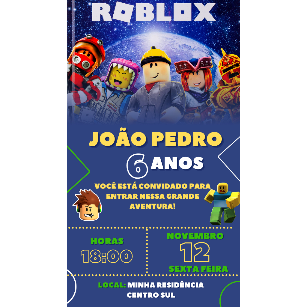 Convite Aniversário Roblox: Onde Comprar | BuscaProdutos