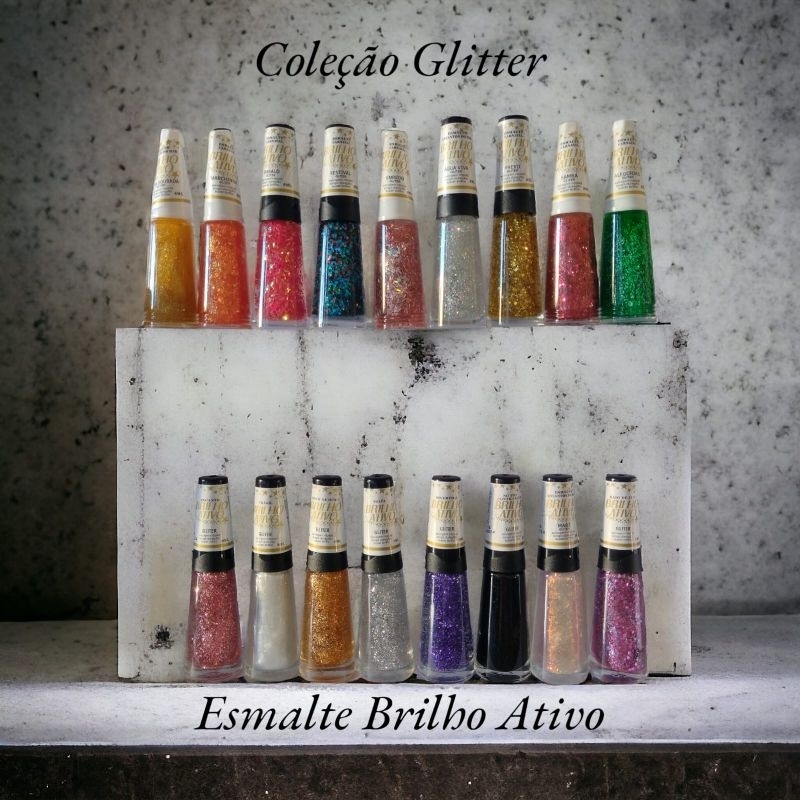 KIT 17 ESMALTES BRILHO ATIVO COLEÇÃO GLITER