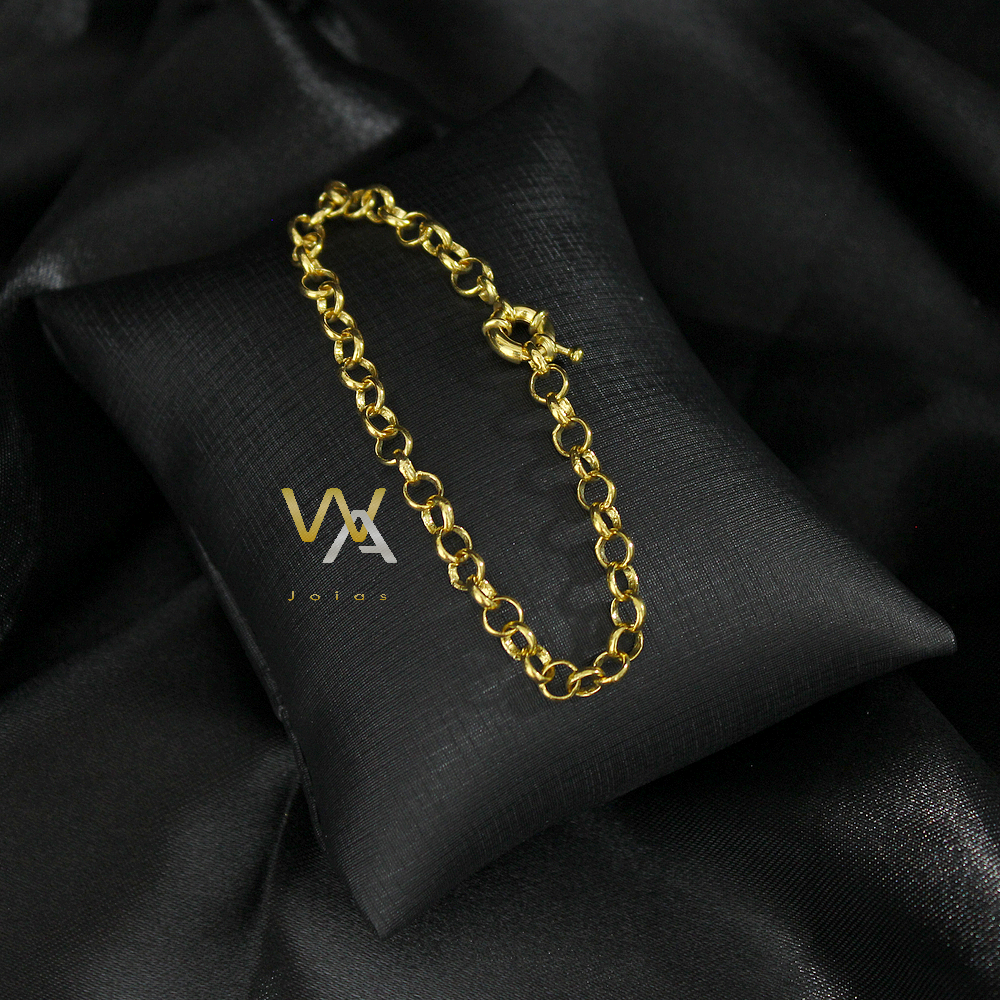 Pulseira elo português 4mm fecho boia feito de moeda antiga em Oferta na Shopee