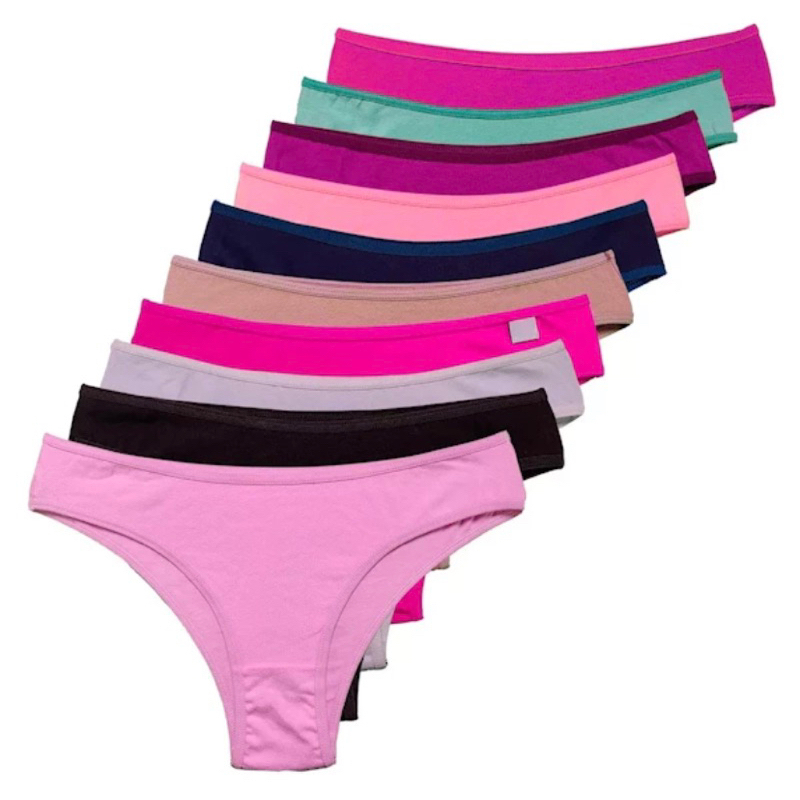 Kit Calcinha Algodão Tanga Conforto Feminina Promoção Corte Alto em Oferta na Shopee