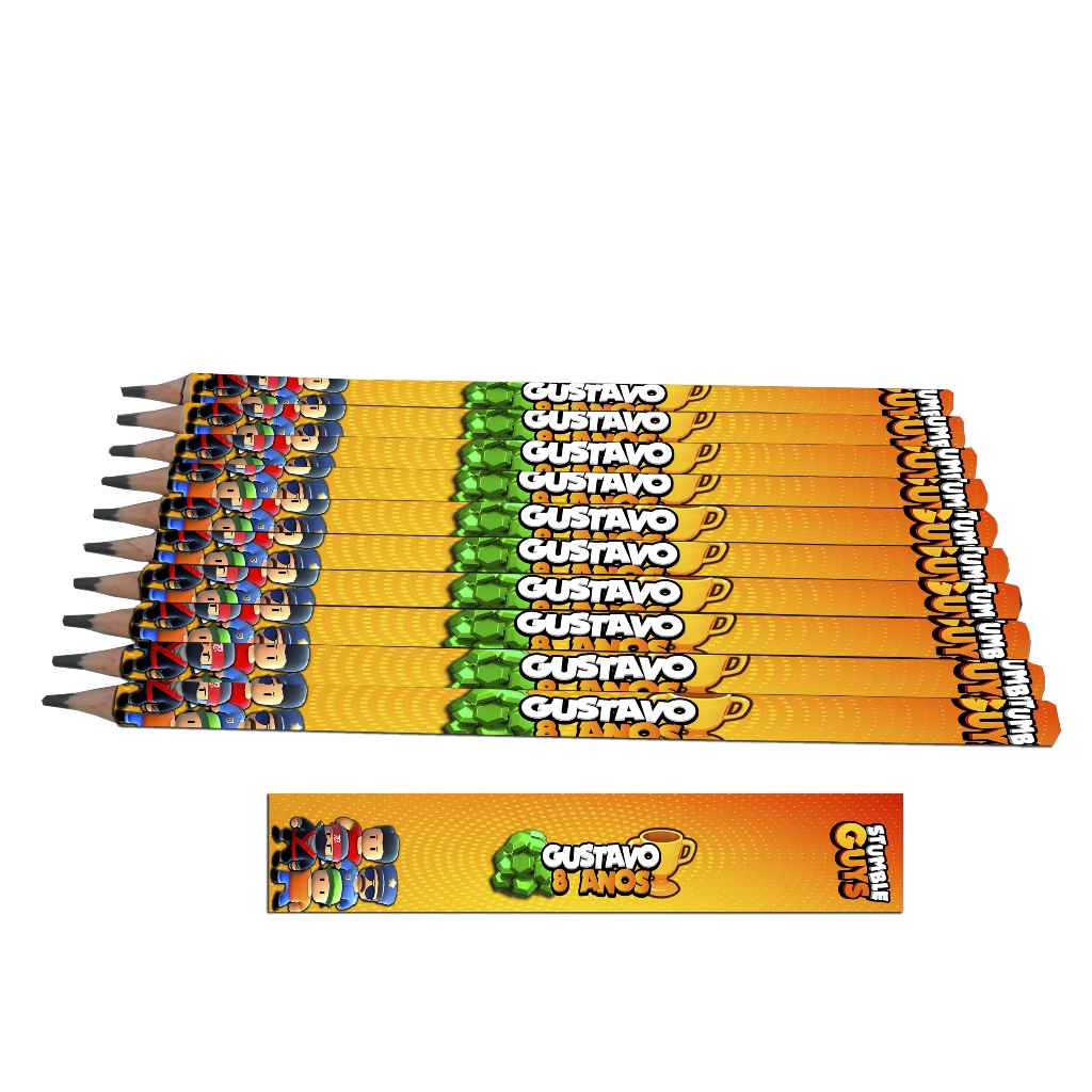 Lápis Personalizado Stumble Guys. Lembrancinha para Festa. Aniversário. em Oferta na Shopee