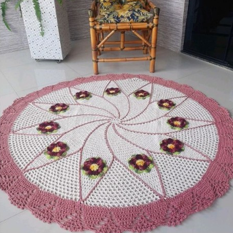 Tapete Grande em Crochê para Sala Quarto Crochet Decoração Artesanato Presente Casa