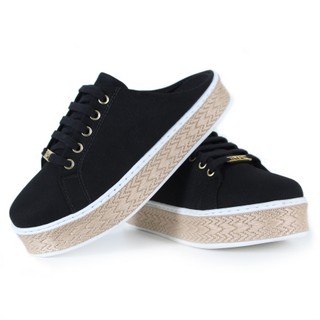 Tênis Mule Slip On Mule Lona Salto Plataforma com Corda Conforto e Estilo Preço Promocional