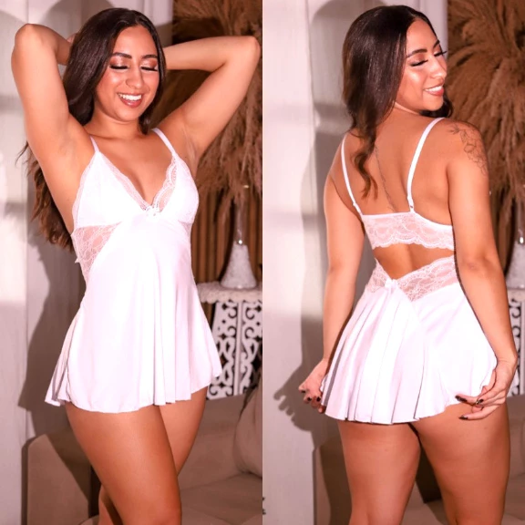 Camisola Sexy Com Renda Sem Bojo Costa Nua Sensual Pijama Roupa De Dormi Costas Abertas — imagem 1