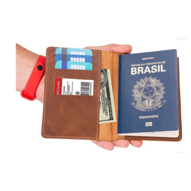 Porta passaporte couro legítimo 100 💯 vermelho luxo