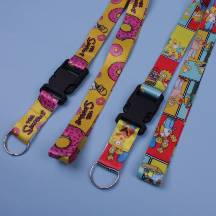 Chaveiro Cordão Para Pescoço Crachá Chave Moto Fecho Engate Rápido | Os The Simpson Donuts | Homer | Bart | Marge | Lisa