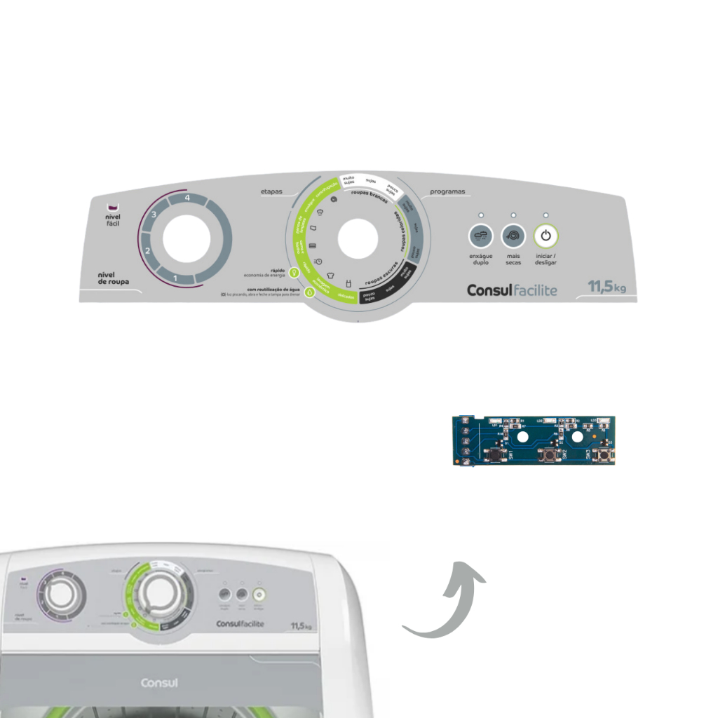 Placa Interface e Adesivo Maquina de Lavar Consul Facilite 11,5kg Cwg12ab Bivolt em Oferta na Shopee