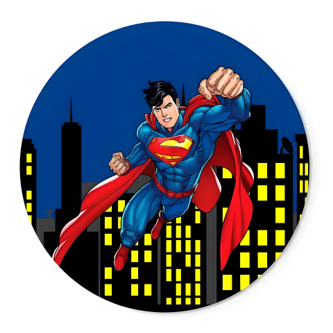 Painel Festa Infantil Redondo Temático Super Man + Arco, Suporte incluso. Fazemos personalizado com qualquer tema. Confeccionado em Lona fosca, impressão de alta resolução. cenário Circular p/ Decoraçõe
