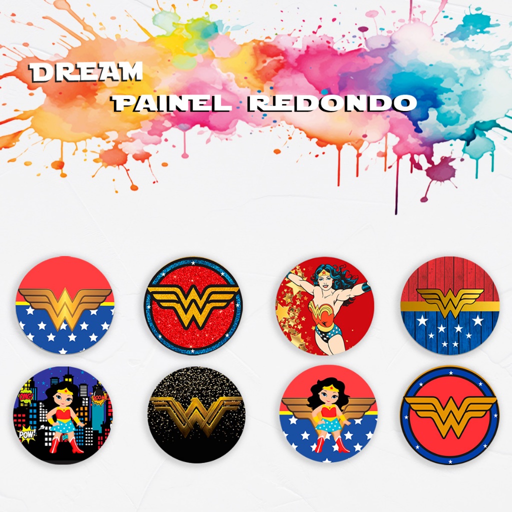 Capa Para Painel Redondo Tema Mulher Maravilha Liga Da Justiça Menina Decoração Festa Malha Helanca em Oferta na Shopee