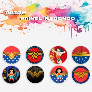 Capa Para Painel Redondo Tema Mulher Maravilha Liga Da Justiça Menina Decoração Festa Malha Helanca em Oferta na Shopee