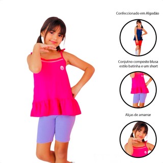 CONJUNTO INFANTIL MENINA ALGODAO COM CAMISETA BLUSA LUXO E SHORT CONJUNTO JACK