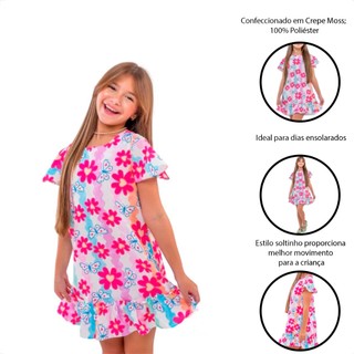 VESTIDO INFANTIL MENINA VESTIDO ESTAMPA FLORAL VESTIDO FLORZINHA