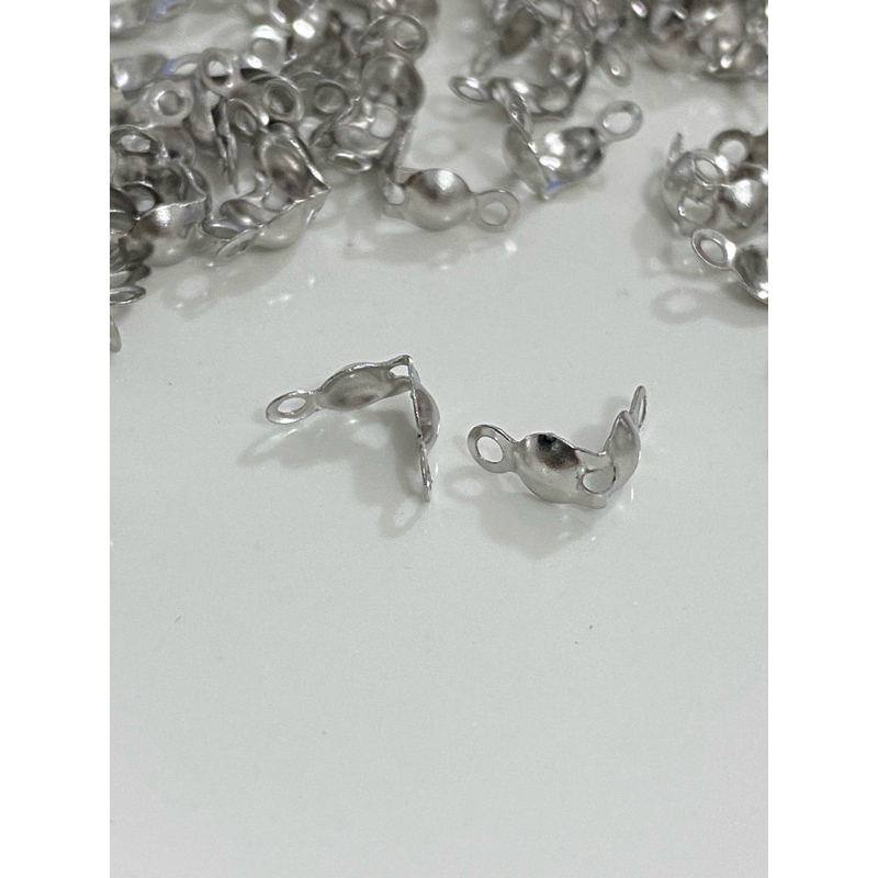 100PÇS Tips terminal AÇO INOXIDAVEL tam: 4mm para montagem de pulseiras colares e outros. em Oferta na Shopee