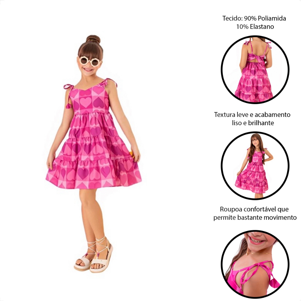 VESTIDO INFANTIL MENINA 3 CORACOES