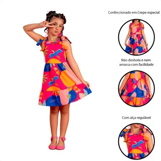 VESTIDO INFANTIL MENINA ESTAMPADO VESTIDO FEMININO ARARA