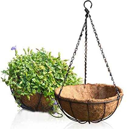KIT 2 Vasos Suporte Redondo Pendente Grande Fibra De Coco Para Samambaia , Orquídeas , Plantas Naturais E Artificiais