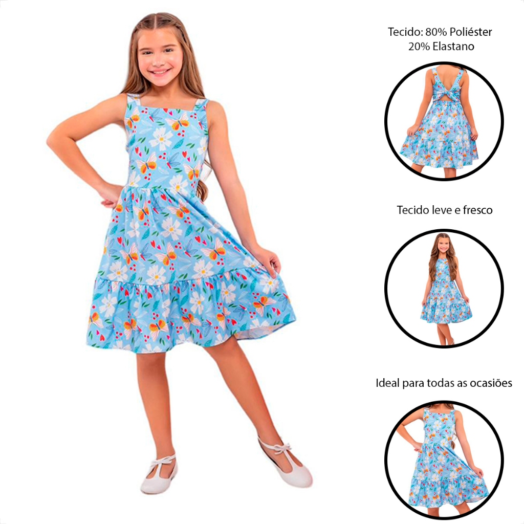 VESTIDO INFANTIL MENINA VESTIDO PRINCESA VESTIDO AZUL