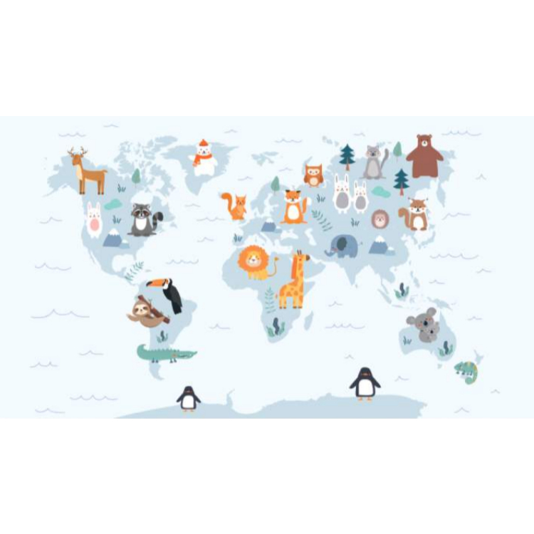 papel de parede mapa mundi animais 02
