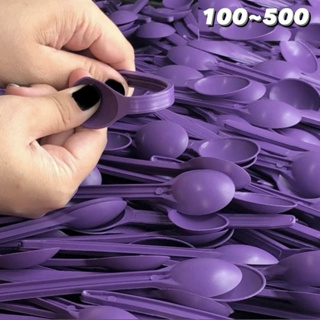 100~500 Colher de Sobremesa Reforçada Açaí Sorvete Bolo Plastico roxa em Oferta na Shopee
