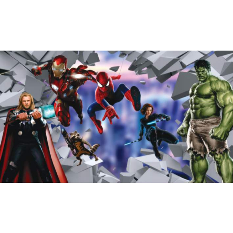 papel de parede herois em ação parede quebrada