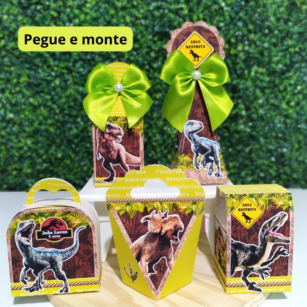 Personalizados Jurassic Park / Dinossauros / Lembrancinha Aniversário / PEGUE E MONTE CAIXINHAS