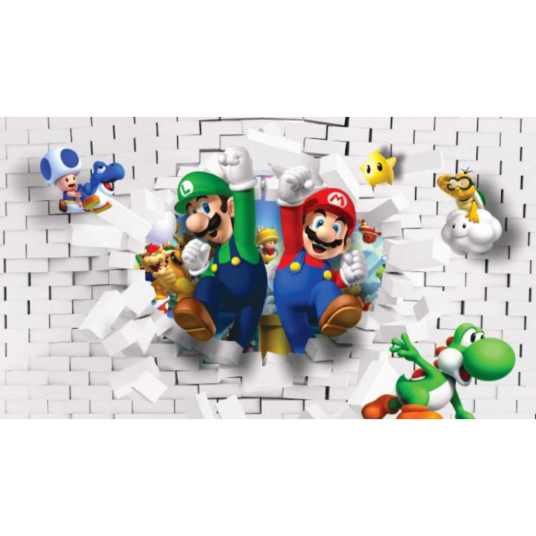 papel de parede super mario parede de tijolos em Oferta na Shopee