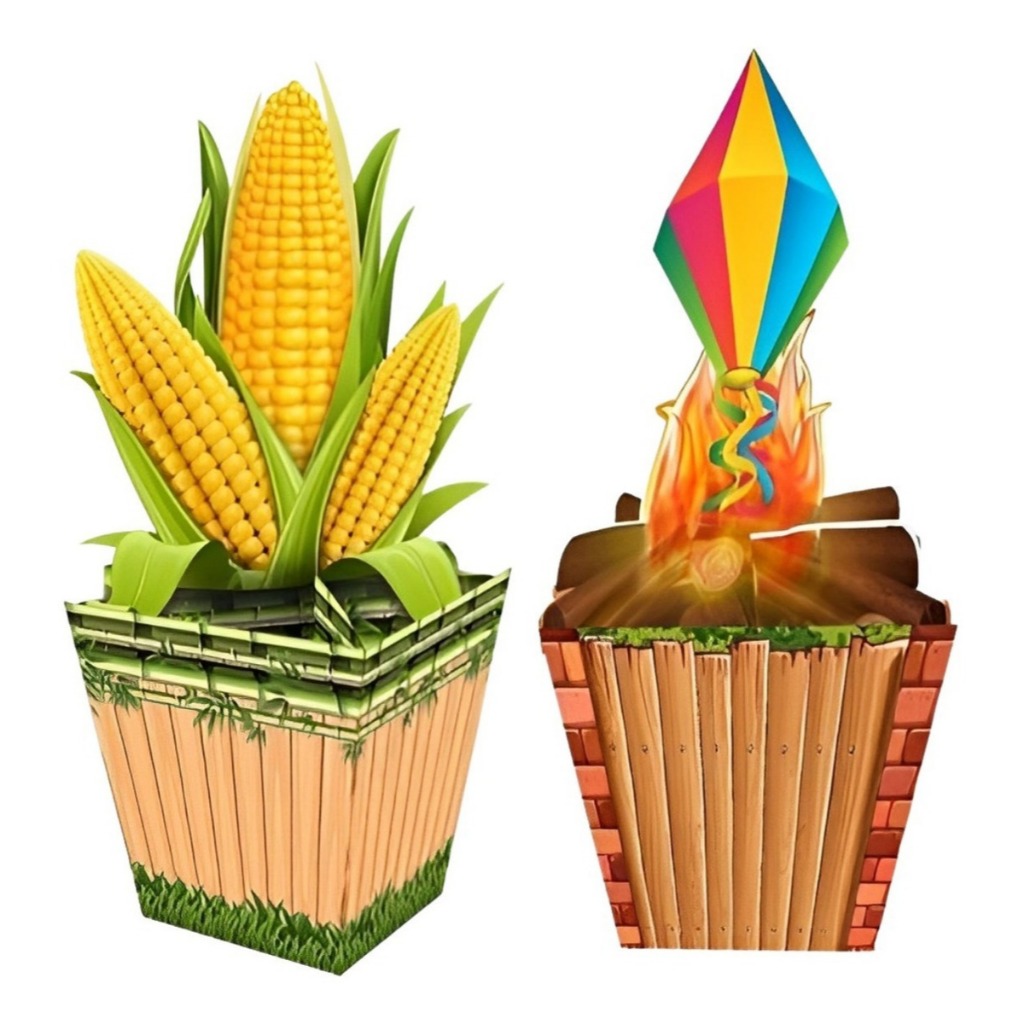 Kit 10 Enfeite de Mesa Festa Junina Decoração Enfeite São João Fogueira Milho