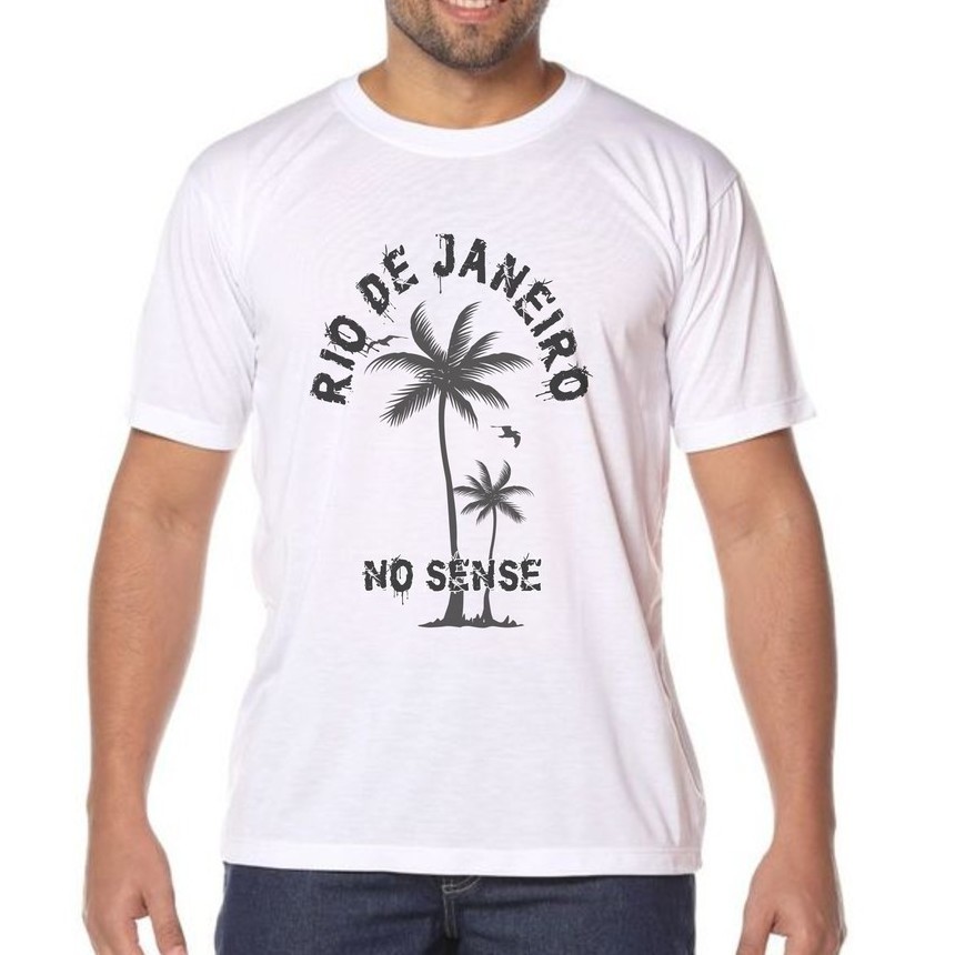 Camiseta Rio De Janeiro Básica Branca Estampado - No Sense