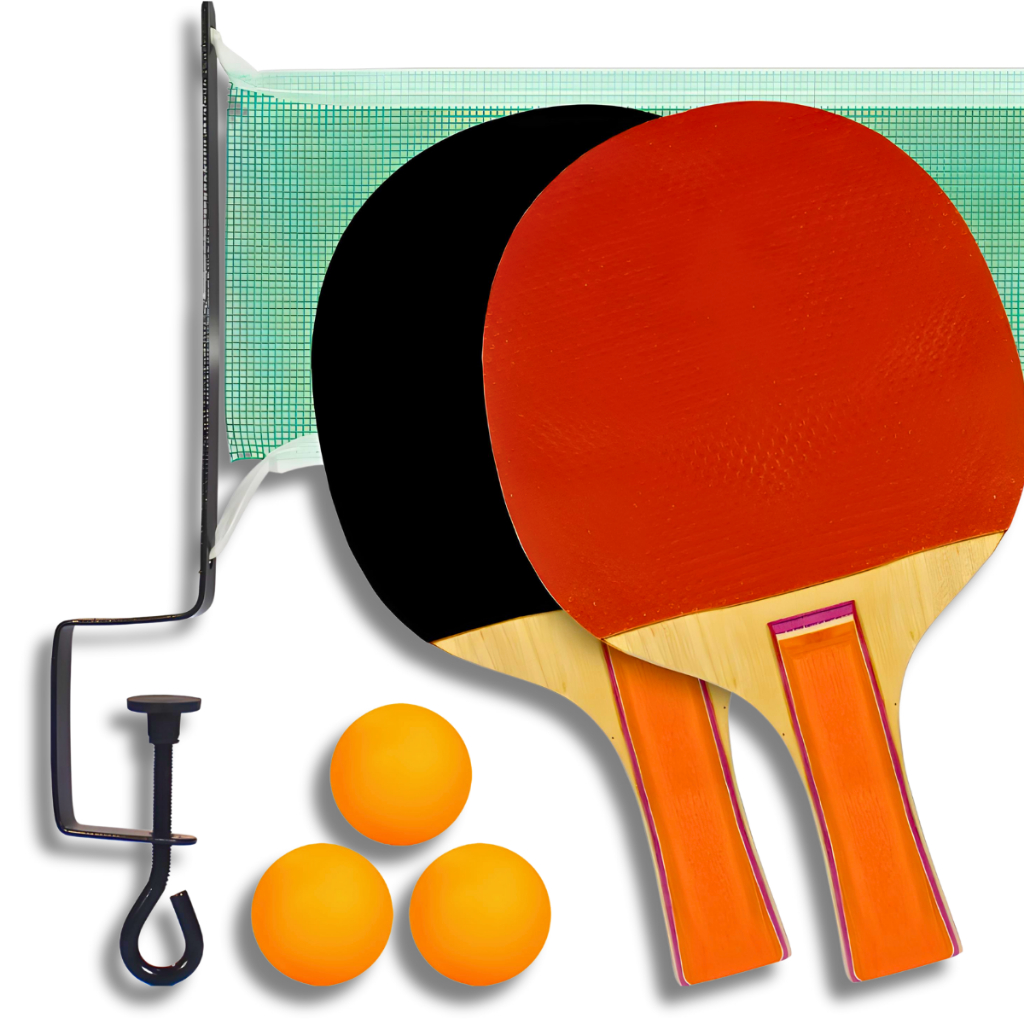 Kit Ping Pong Tênis De Mesa 2 Raquetes 3 Bolinhas 2 Suportes 1 Rede