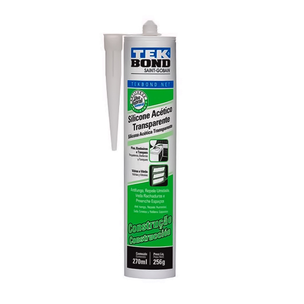 Adesivo De Silicone Acético Construção Multiuso 270g Transparente Vedação Banheiro Resistente