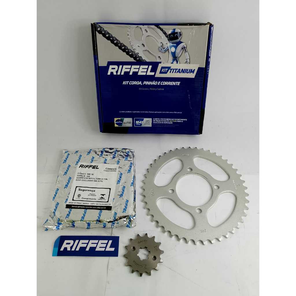 Kit Relação Transmissão Tração Ybr Factor 125 2003 à 2016 Original Riffel · foto 2