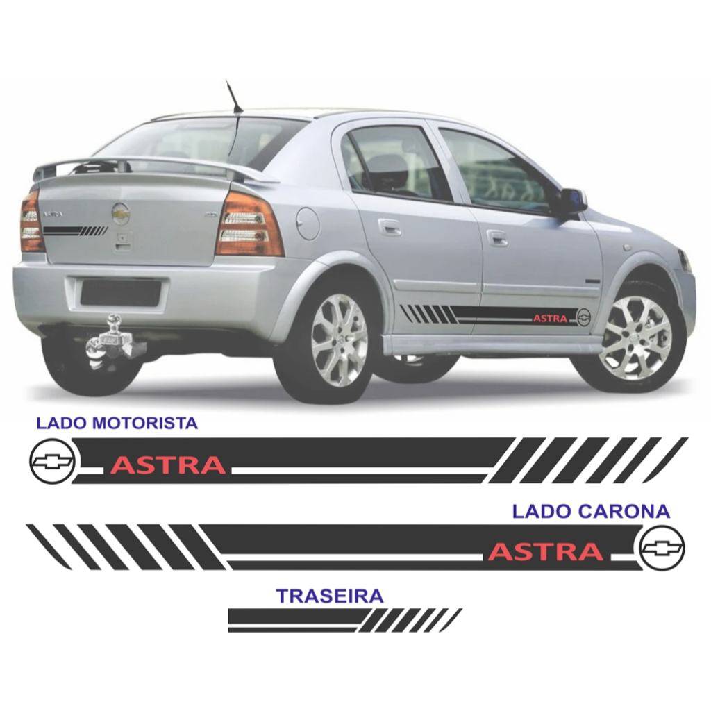 chevrolet astra adesivos lateral e traseira kit