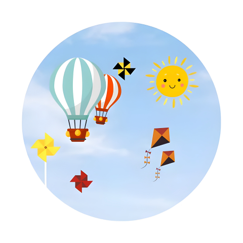 Painel Festa Infantil Redondo Céu Animado Solzinho Balões Pipa + Arco, Suporte incluso. Fazemos personalizado com qualquer tema. Confeccionado em Lona fosca, impressão de alta resolução. cenário Circular p/ Decoraçõe