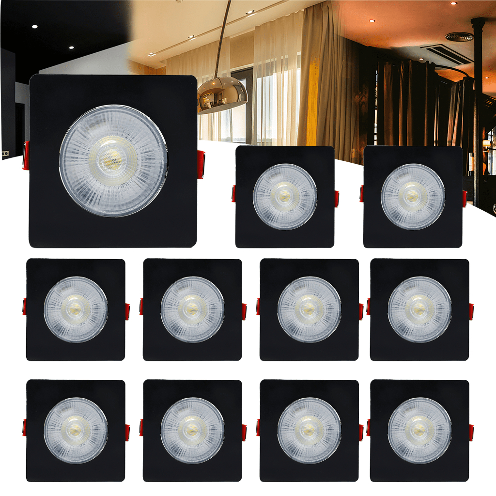 Kit 10 Spot Led Capa Preta Quadrado 7w Direcionável em Oferta na Shopee