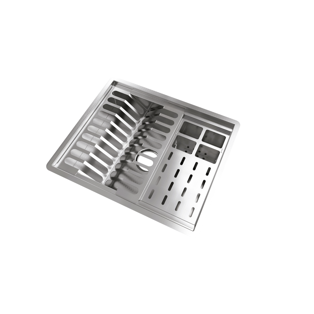 Escorredor Louça Inox Embutir Calha Úmido 43x36cm Pratos Copos Talheres Aço Inox Gourmet