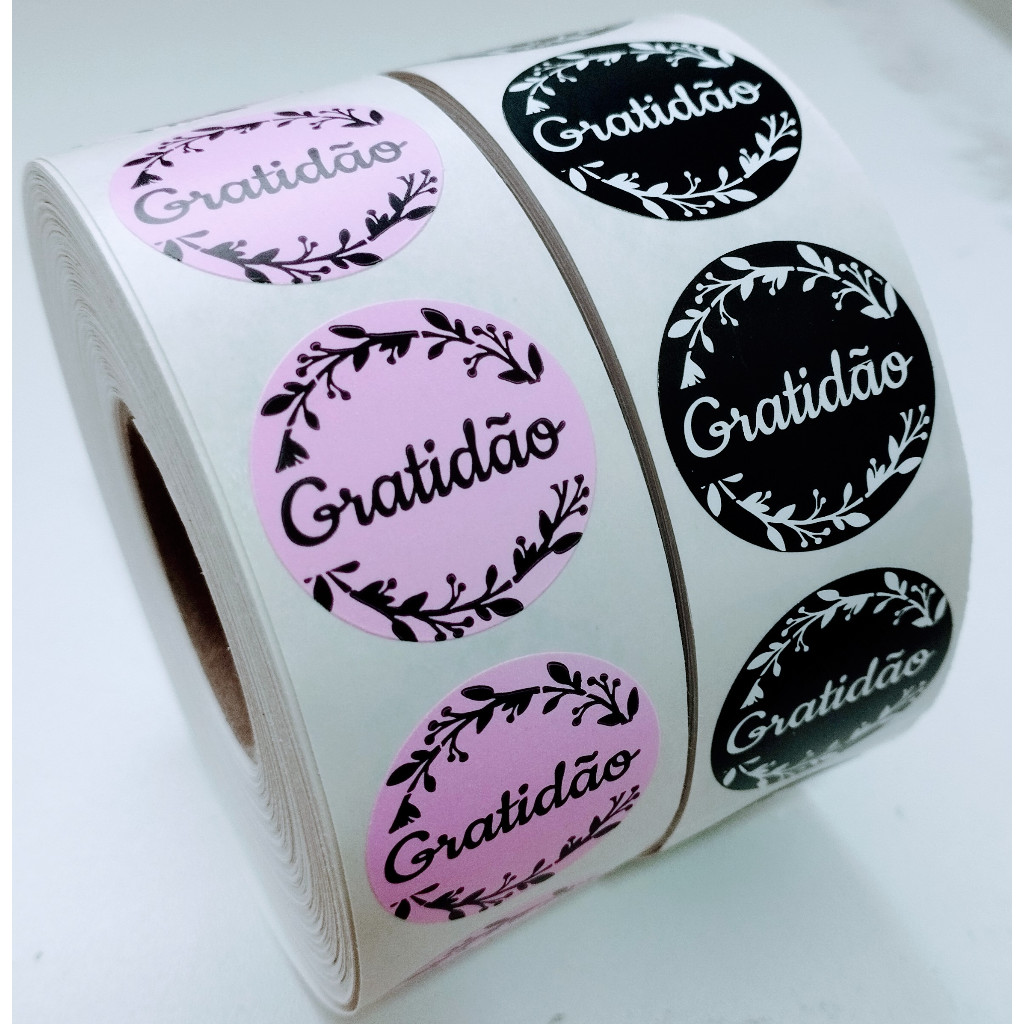 500 Etiquetas Adesivas Gratidão Redondo 3 cm em Oferta na Shopee
