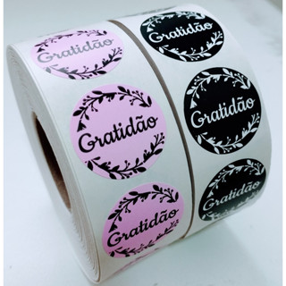 500 Etiquetas Adesivas Gratidão Redondo 3 cm em Oferta na Shopee