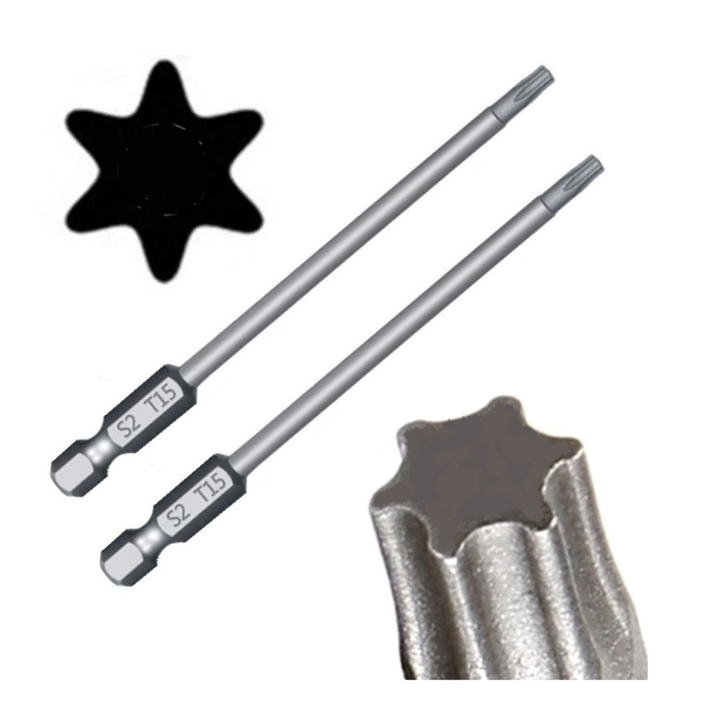 2 Bits Ponta Torx Sextavado T15 Para Parafusadeira 100mm