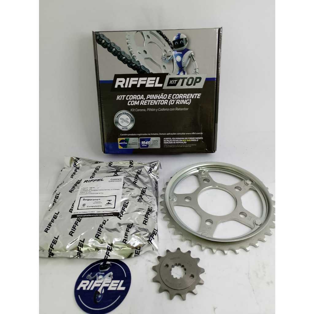 Kit Relacao Tração Transmissão Honda CBX 250 Twister 2001 à 2008 Original Riffel com retentor — imagem 2 de 2