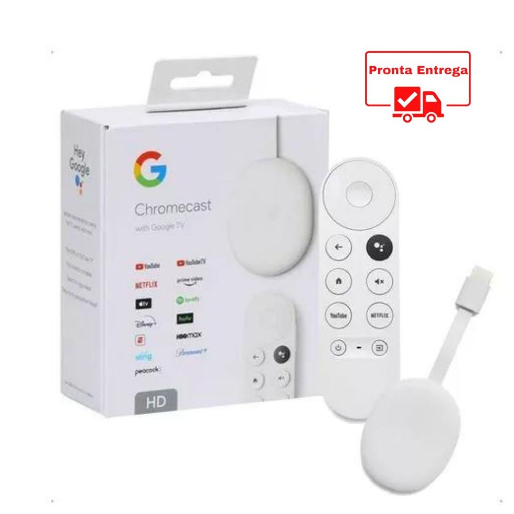 Google Chromecast 4ª Geração com Google Tv Controle Voz - HD - 8GB