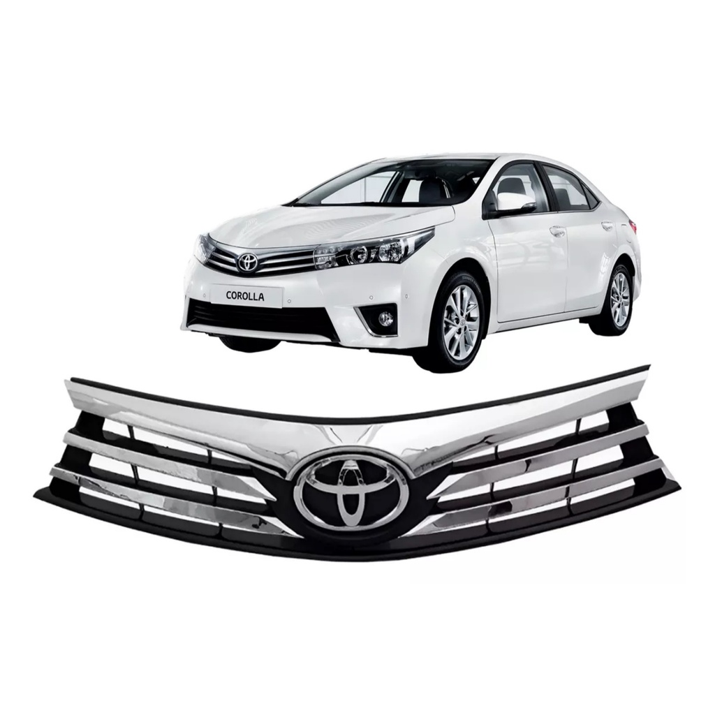 Grade Radiador Frontal Corolla 2015 2016 2017 Friso e Emblema Cromado