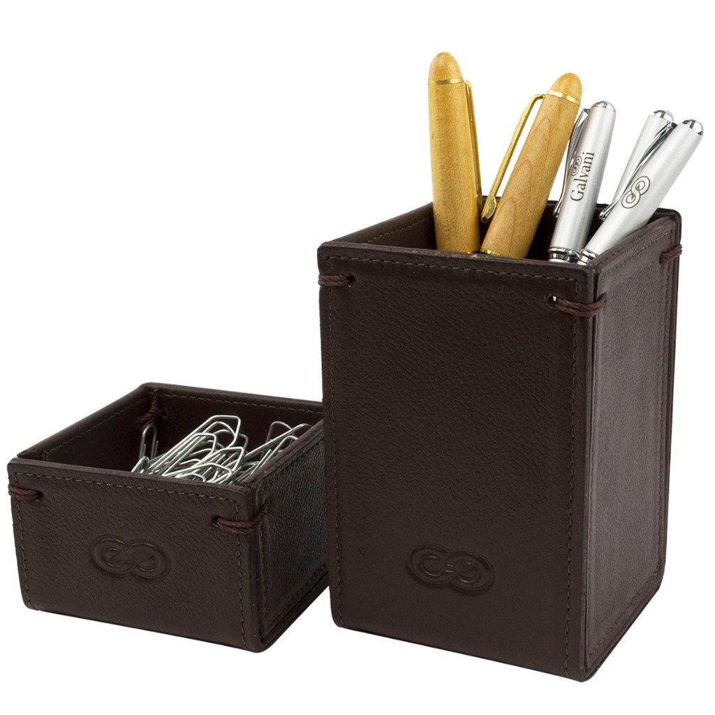 Porta Clips e Canetas LOGIS em Couro Legítimo Galvani