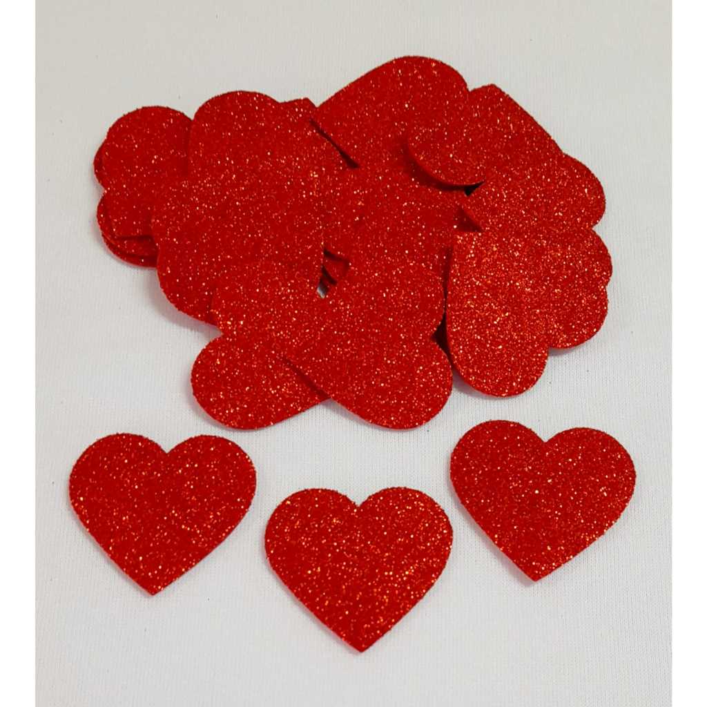 Kit 100 Aplique Coração 10 Cm No Eva com Glíter ( Sem Adesivo ) em Oferta na Shopee